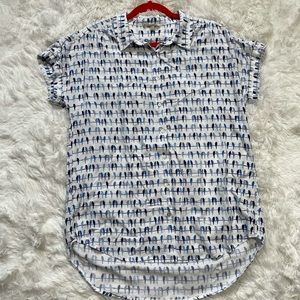 Jane and Delancey Parrot Printed Collared Shirt